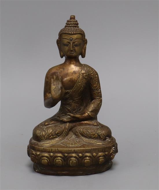 A Chinese gilt bronze figure of Buddha height 20.5cm